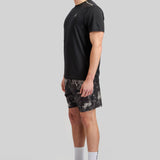 Brush Print Cargo Shorts - Steel / Black